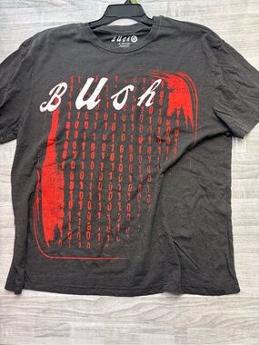 Bush 1990s Grunge Black Boxy Fit Short Sleeve Concert Graphic Tee with Red Print